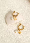Aros trenzados con charm estrella blanca